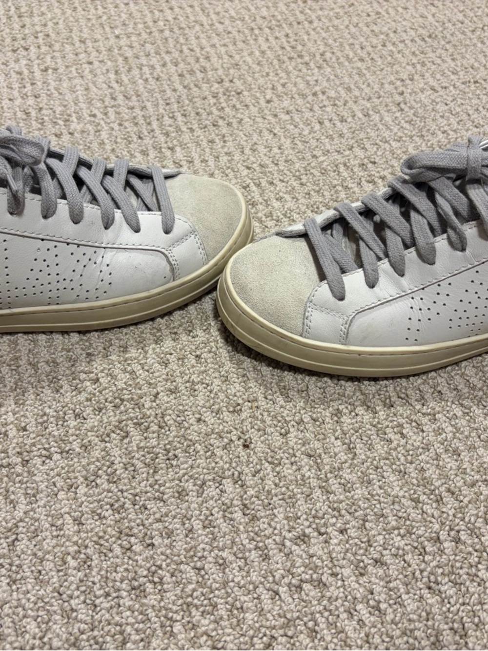 P448 Women's Light Gray and Cream Suede-Trim Sneakers